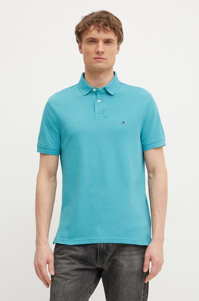Polo tričko Tommy Hilfiger tyrkysová MW0MW17770