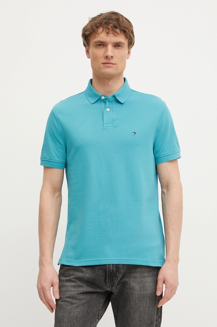 Polo tričko Tommy Hilfiger tyrkysová MW0MW17770