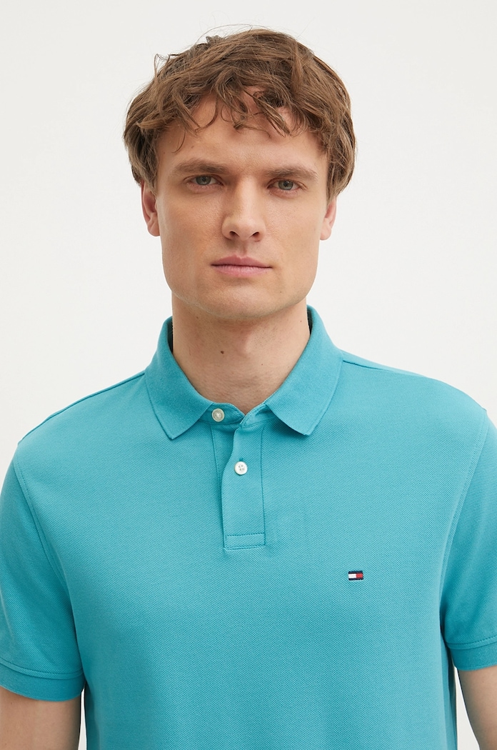 Polo tričko Tommy Hilfiger tyrkysová MW0MW17770