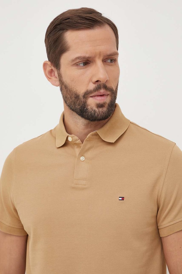 Polo tričko Tommy Hilfiger MW0MW17770 hnědá SS26