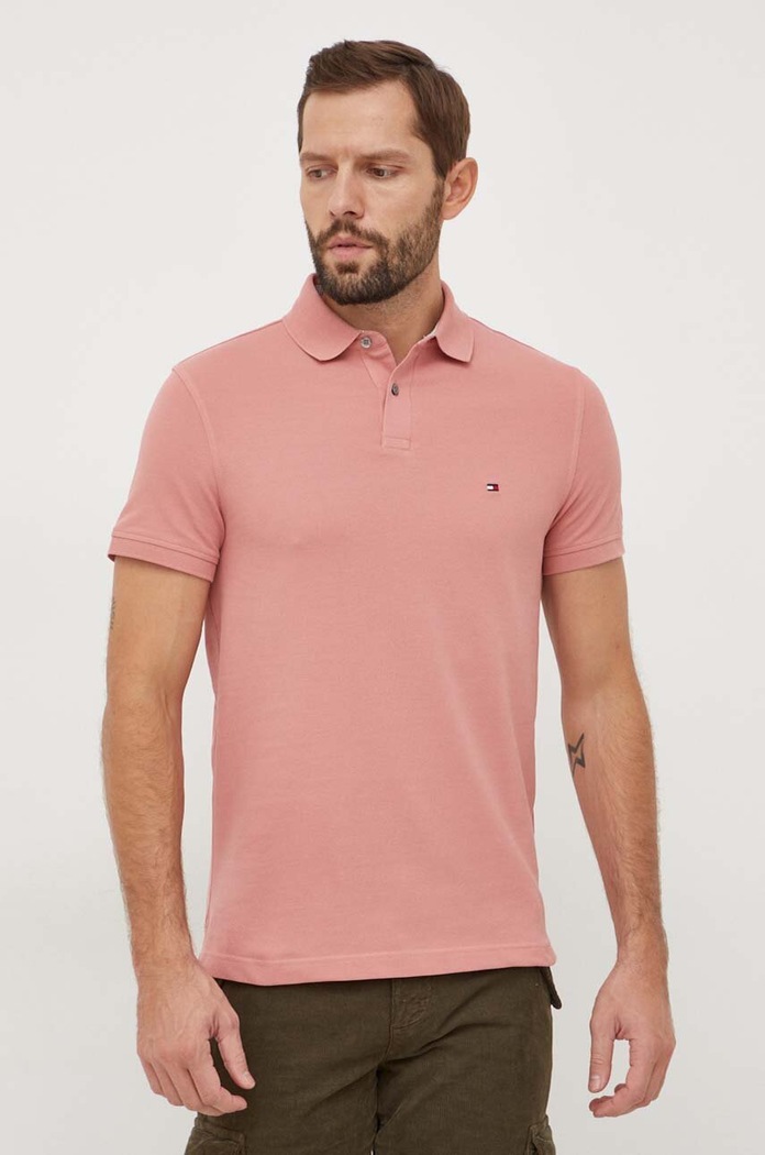 Tommy Hilfiger polo z elastanem czerwony MW0MW17770