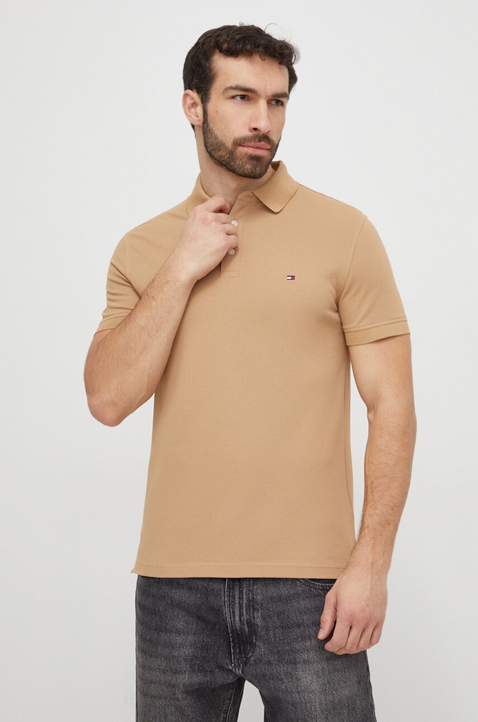 Polo tričko Tommy Hilfiger jednofarebný béžová MW0MW17771