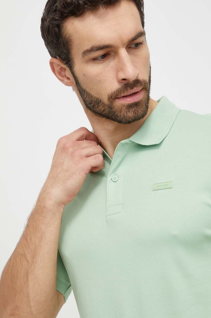 Oblečenie Bavlnené polo tričko Calvin Klein K10K111657 zelená