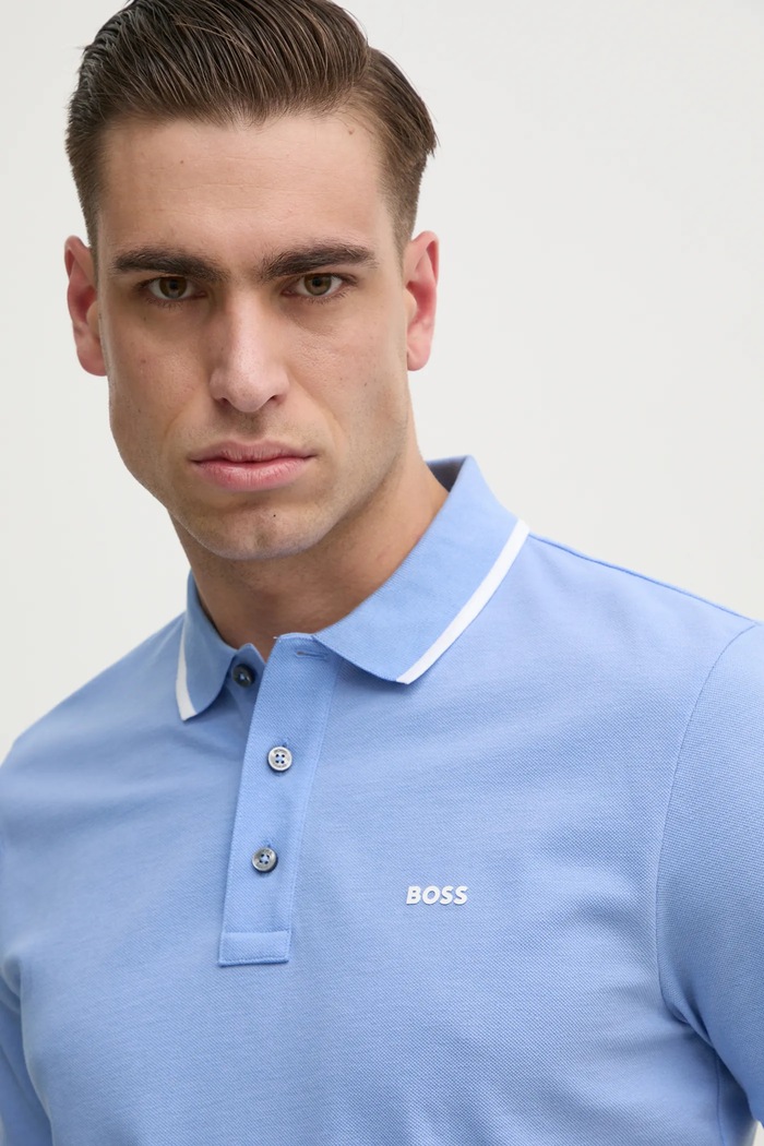 BOSS polo pentru bărbați din bumbac Parlay 190 albastru 50494697