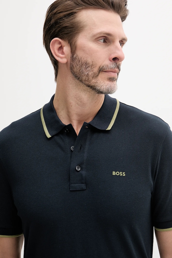 Îmbrăcăminte BOSS polo de bumbac Parlay 190 50494697 bleumarin