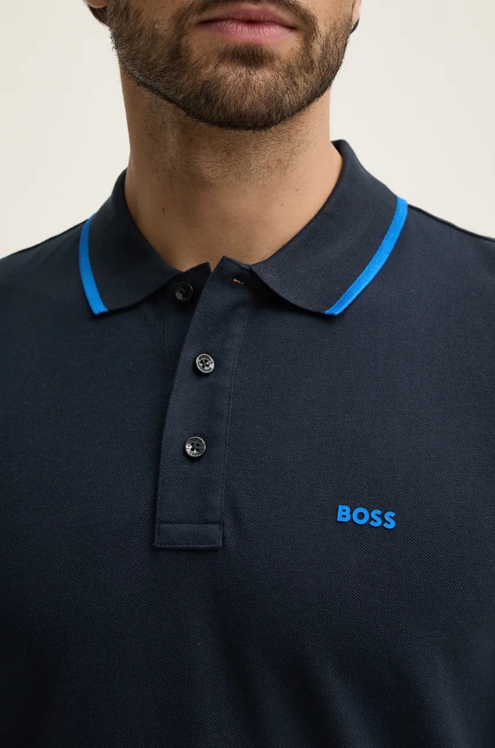 Βαμβακερό μπλουζάκι πόλο BOSS Gelio-C_Sz40 50494697 σκούρο μπλε