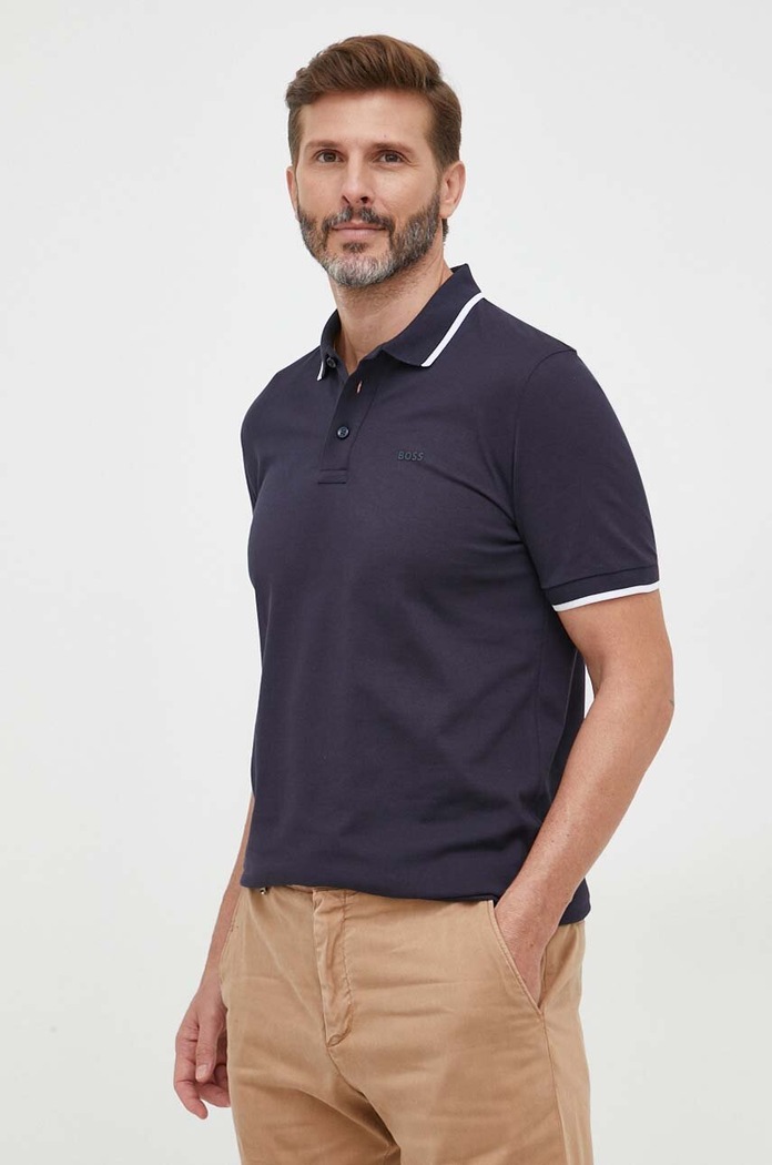 BOSS polo pentru bărbați din bumbac Parlay 190 regular bleumarin 50494697