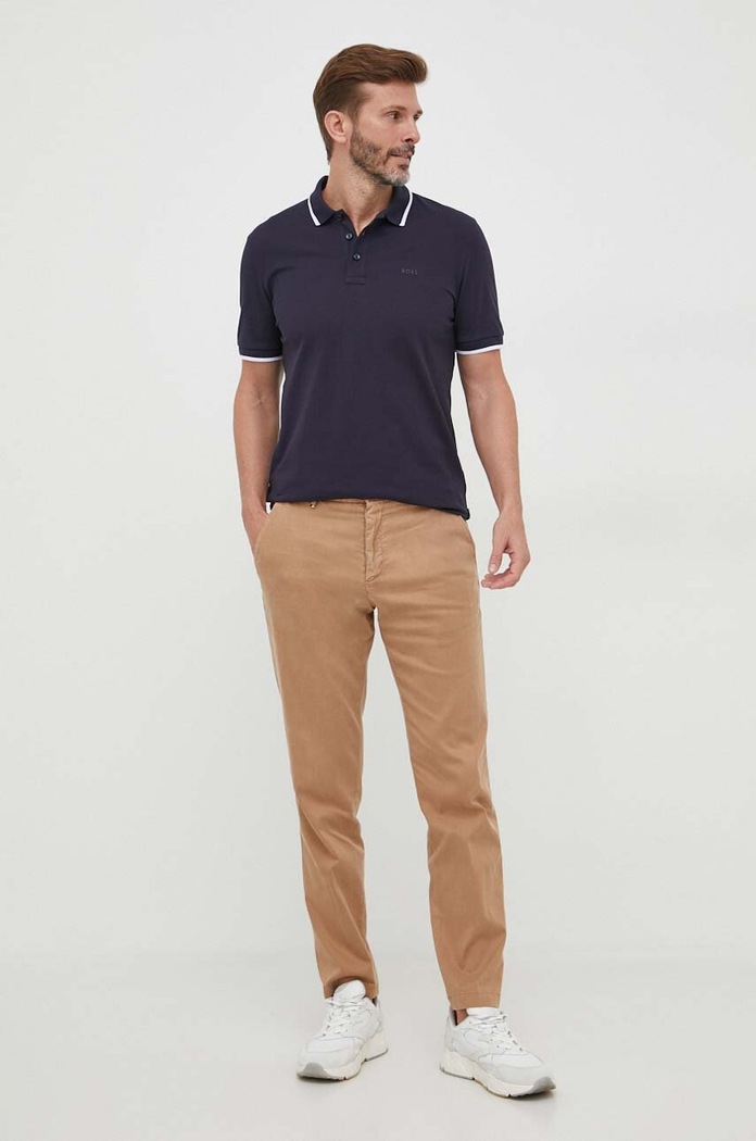 BOSS polo pentru bărbați din bumbac Parlay 190 50494697 bleumarin SS26