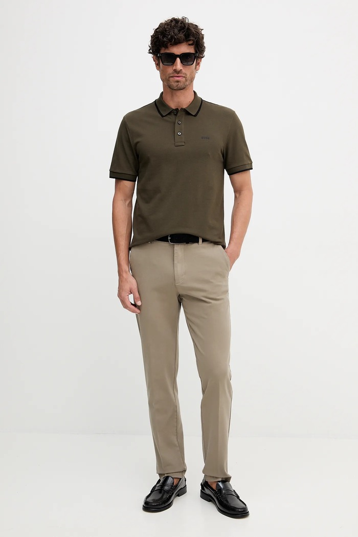 BOSS pamut póló 50494697 zöld SS26