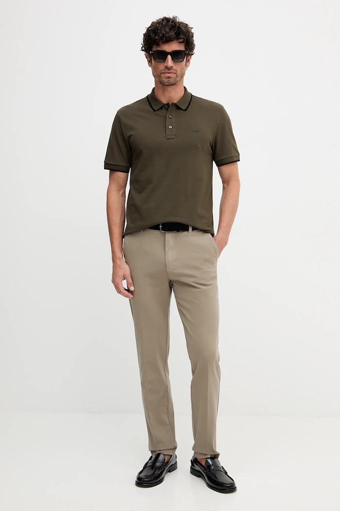 BOSS pamut póló 50494697 zöld SS26