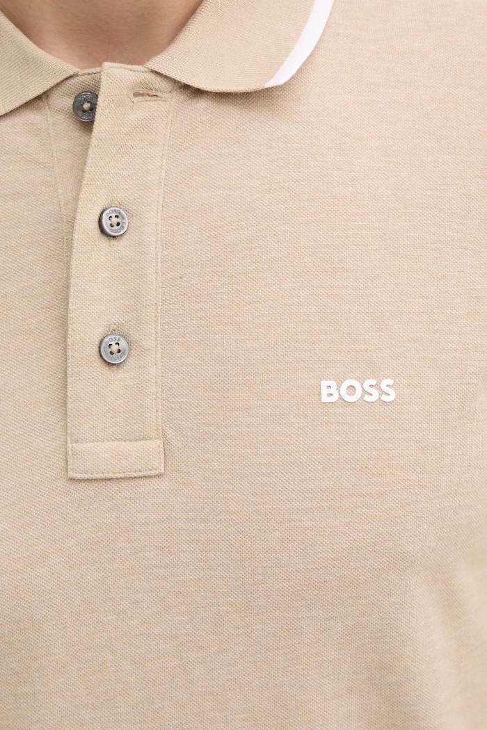 BOSS polo pentru bărbați din bumbac Parlay 190 50494697 bej