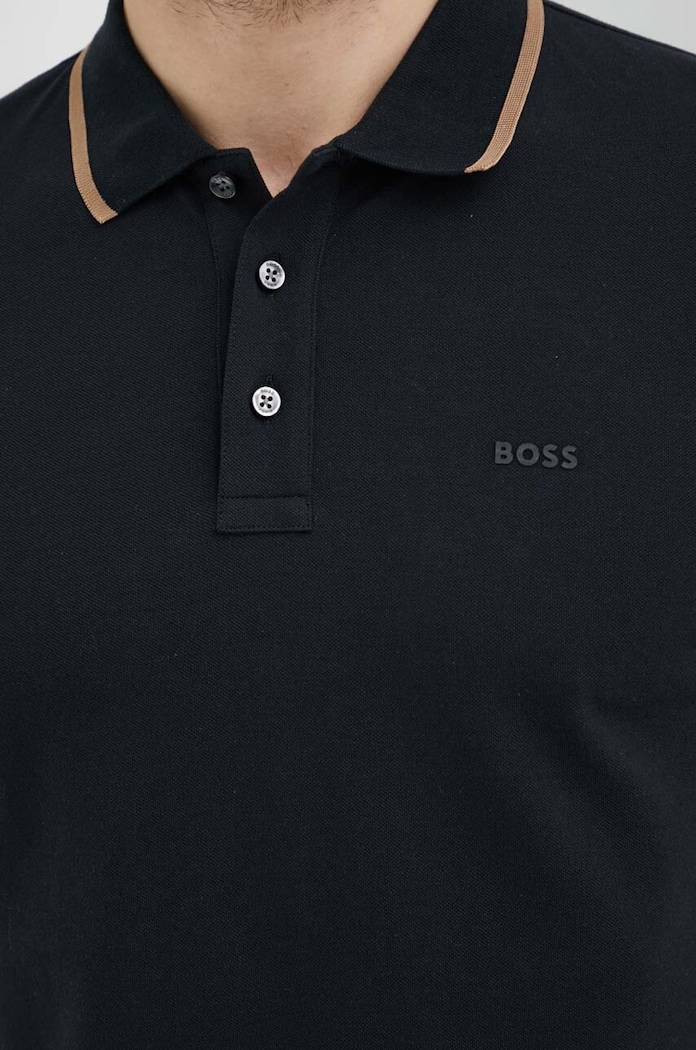Βαμβακερό μπλουζάκι πόλο BOSS Gelio-C_Sz40 μαύρο 50494697