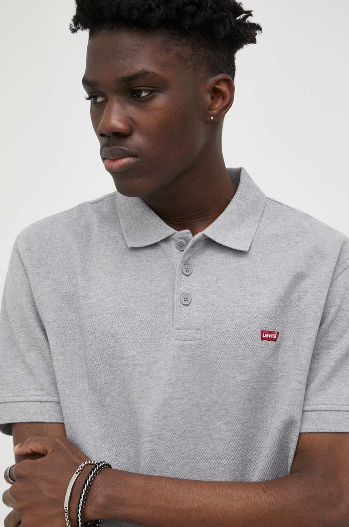 Βαμβακερό μπλουζάκι πόλο Levi's βαμβάκι γκρί 35883.0004