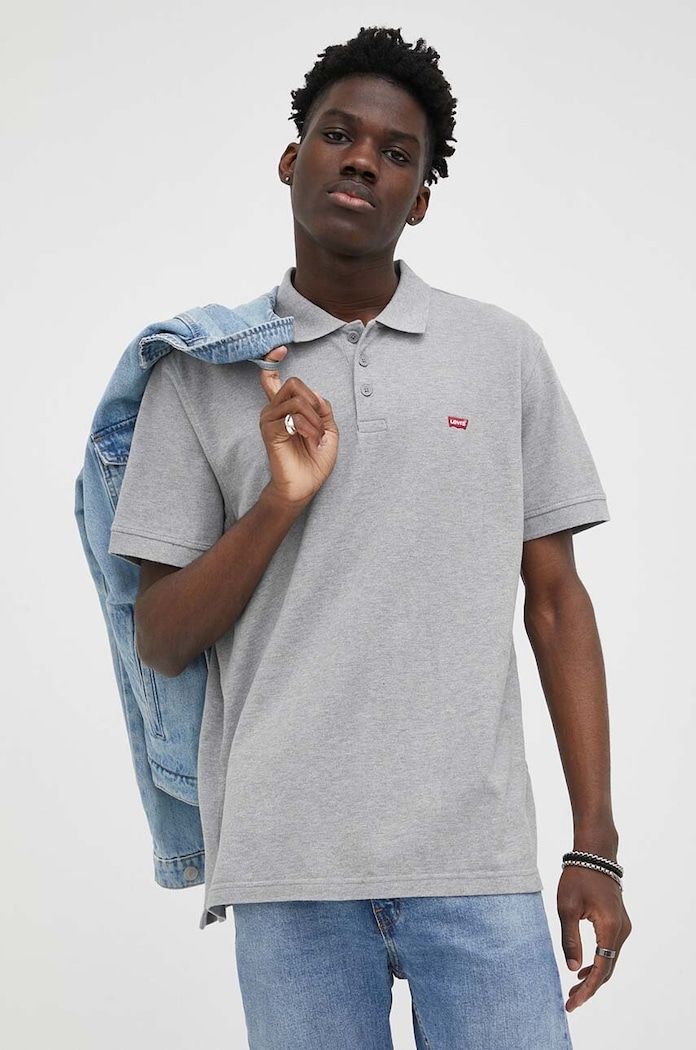 Βαμβακερό μπλουζάκι πόλο Levi's γκρί 35883.0004