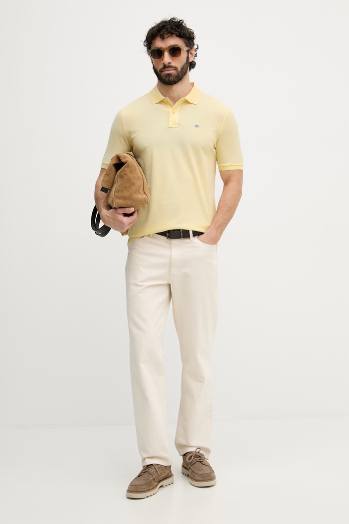 Gant polo bărbătesc din bumbac 2210. galben SS26