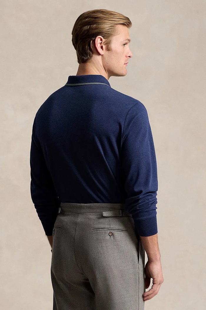 Βαμβακερή μπλούζα με μακριά μανίκια Polo Ralph Lauren 710884588 σκούρο μπλε AW23