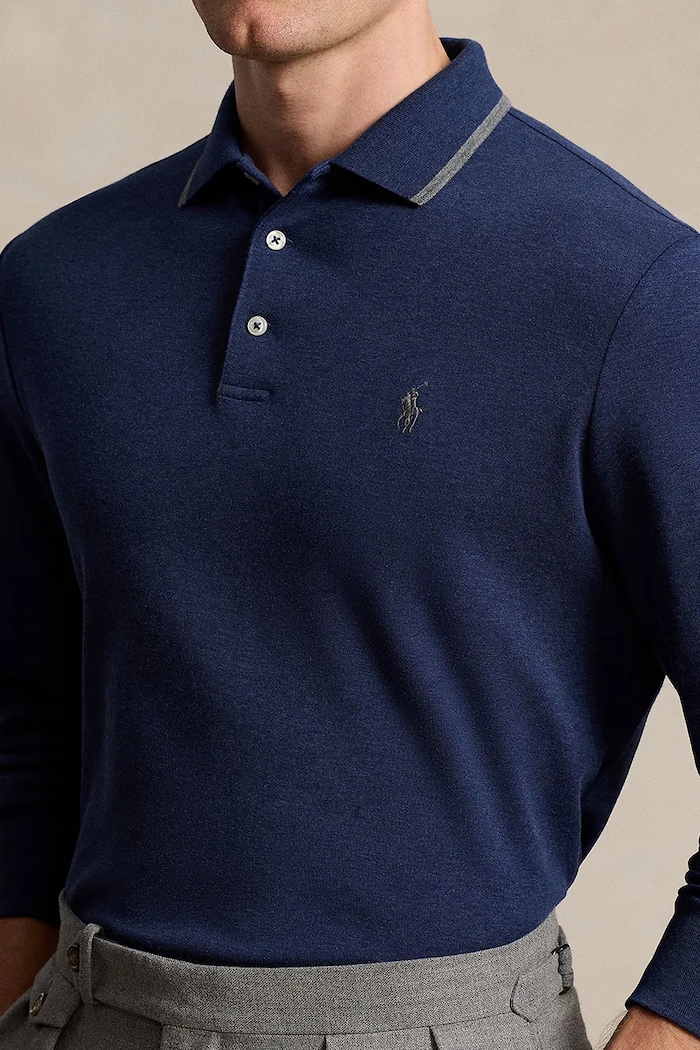 Βαμβακερή μπλούζα με μακριά μανίκια Polo Ralph Lauren σκούρο μπλε 710884588