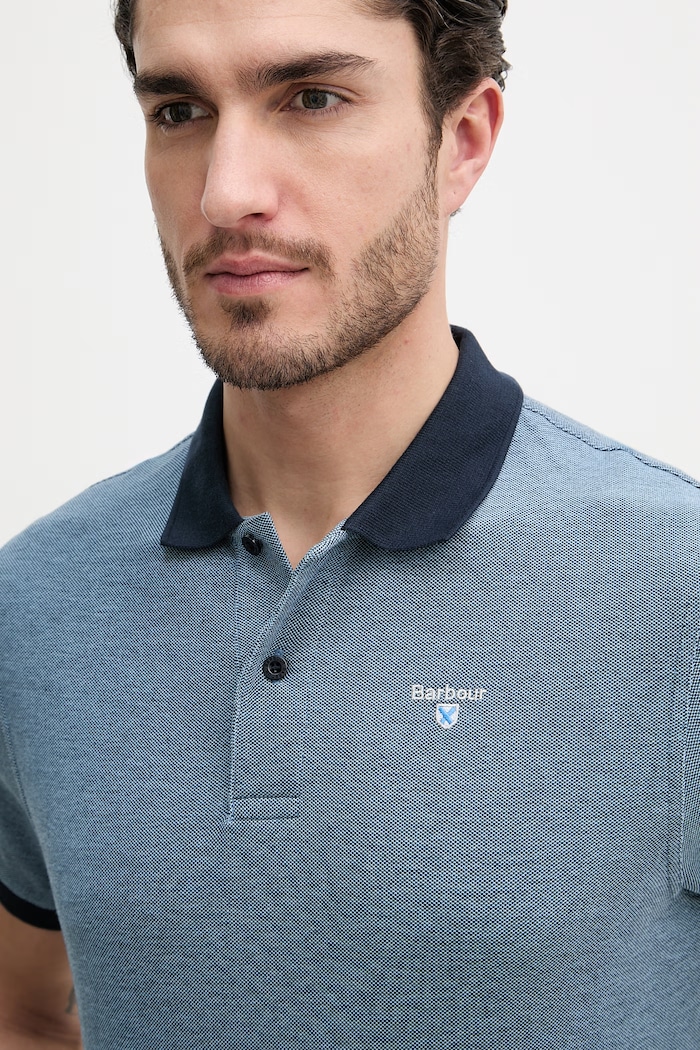 Bombažen polo Barbour mornarsko modra MML0628