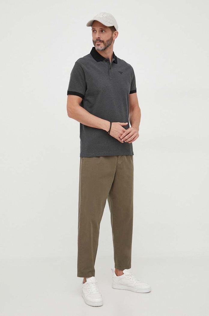 Bavlněné polo tričko Barbour MML0628 černá SS26