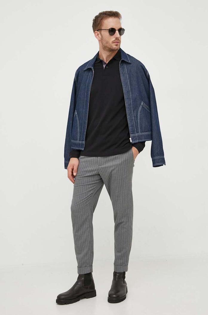 Bavlněné tričko s dlouhým rukávem Barbour MML0705 černá AA00