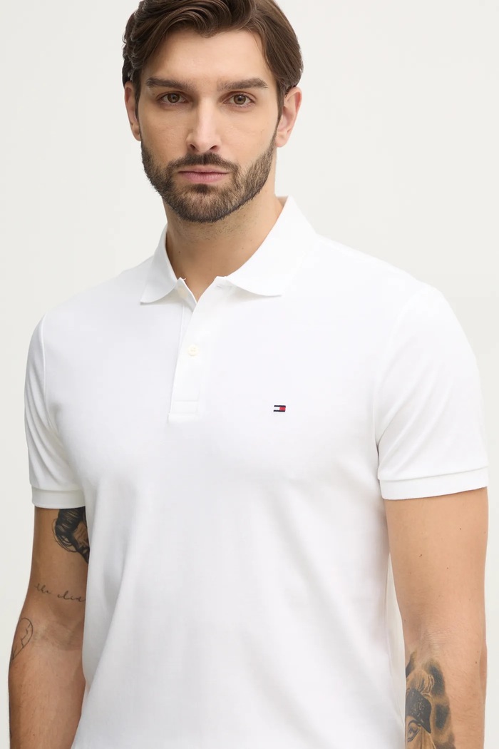 Βαμβακερό μπλουζάκι πόλο Tommy Hilfiger μπεζ MW0MW35585