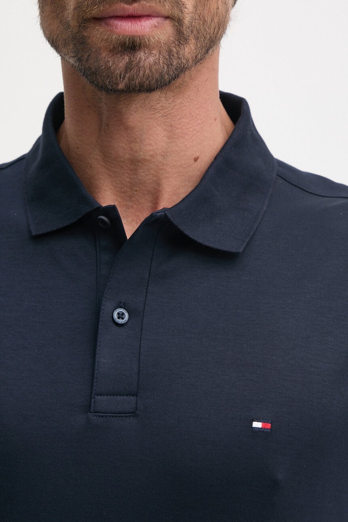 Bavlněné polo tričko Tommy Hilfiger námořnická modř MW0MW35585