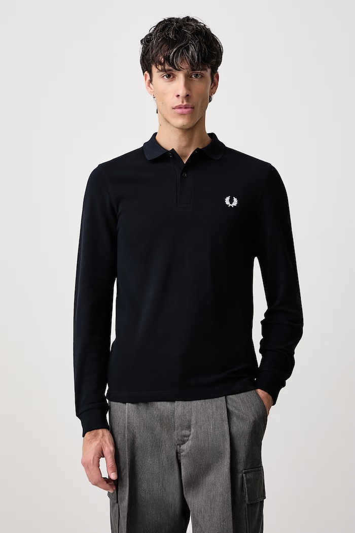 Fred Perry Longsleeve pentru bărbați din bumbac bleumarin M6006.608