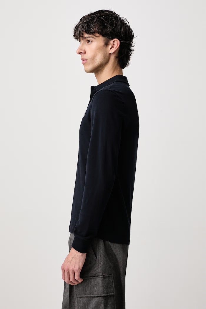 Majica dugih rukava za muškarce od pamuka Fred Perry M6006.608 mornarsko plava
