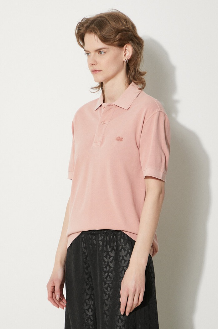 Cotton polo shirt Lacoste PH3450 pink