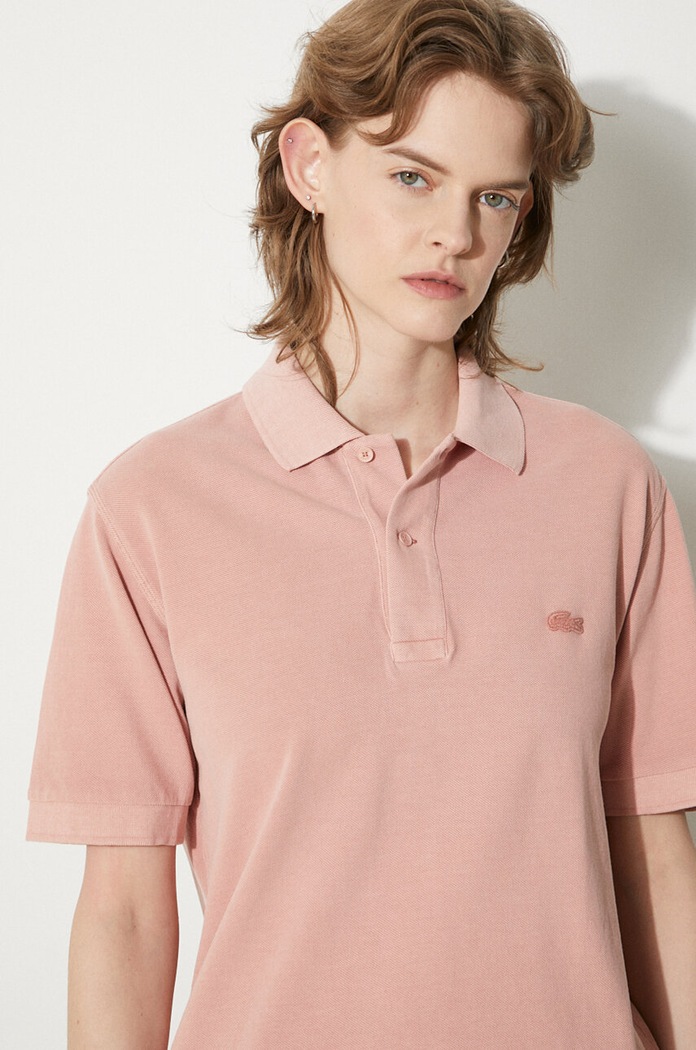 Cotton polo shirt Lacoste pink PH3450