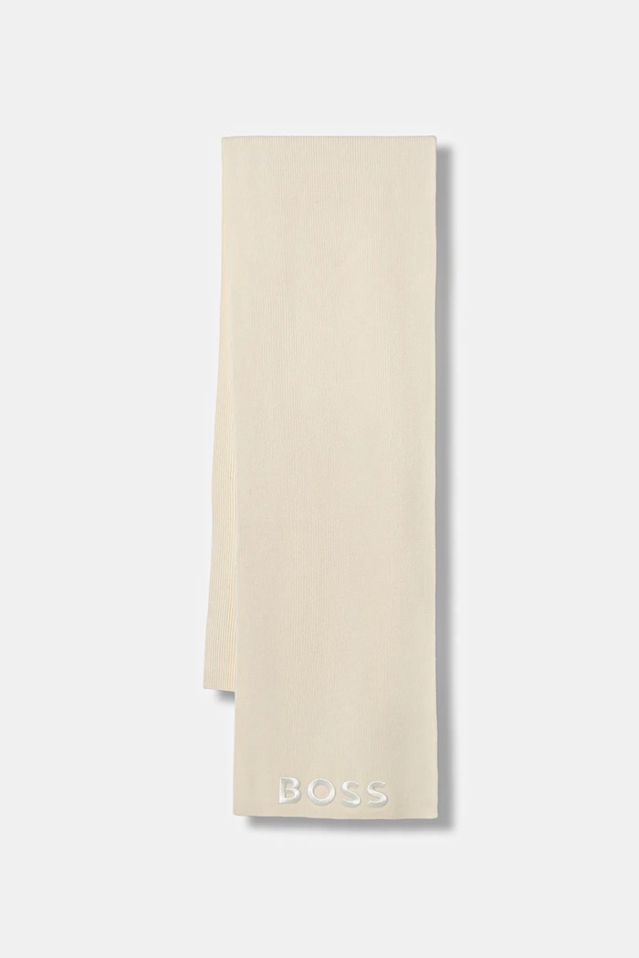 Μάλλινο κασκόλ BOSS Gelio-C_Sz40 μαλλί μπεζ 50497861