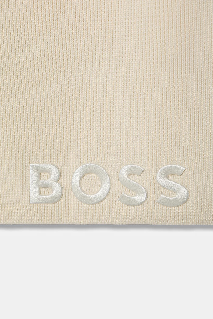 Μάλλινο κασκόλ BOSS Gelio-C_Sz40 50497861 μπεζ AW25