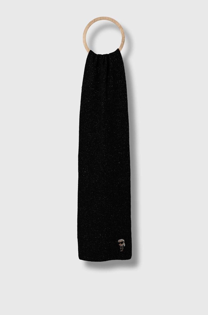 Karl Lagerfeld szalik wełniany dzianina czarny 236W3301