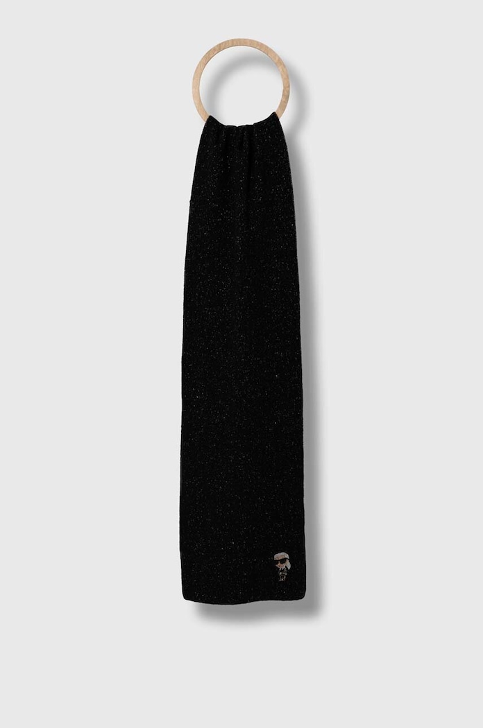 Karl Lagerfeld szalik wełniany dzianina czarny 236W3301
