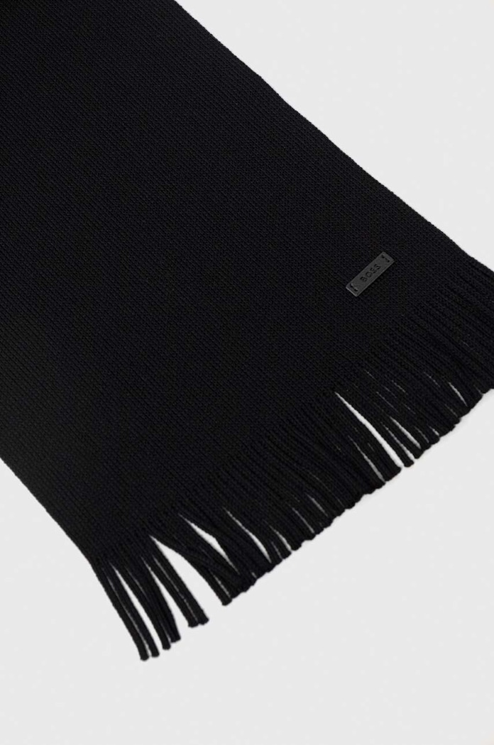 BOSS fular de lână Albas 50495340 negru AW25