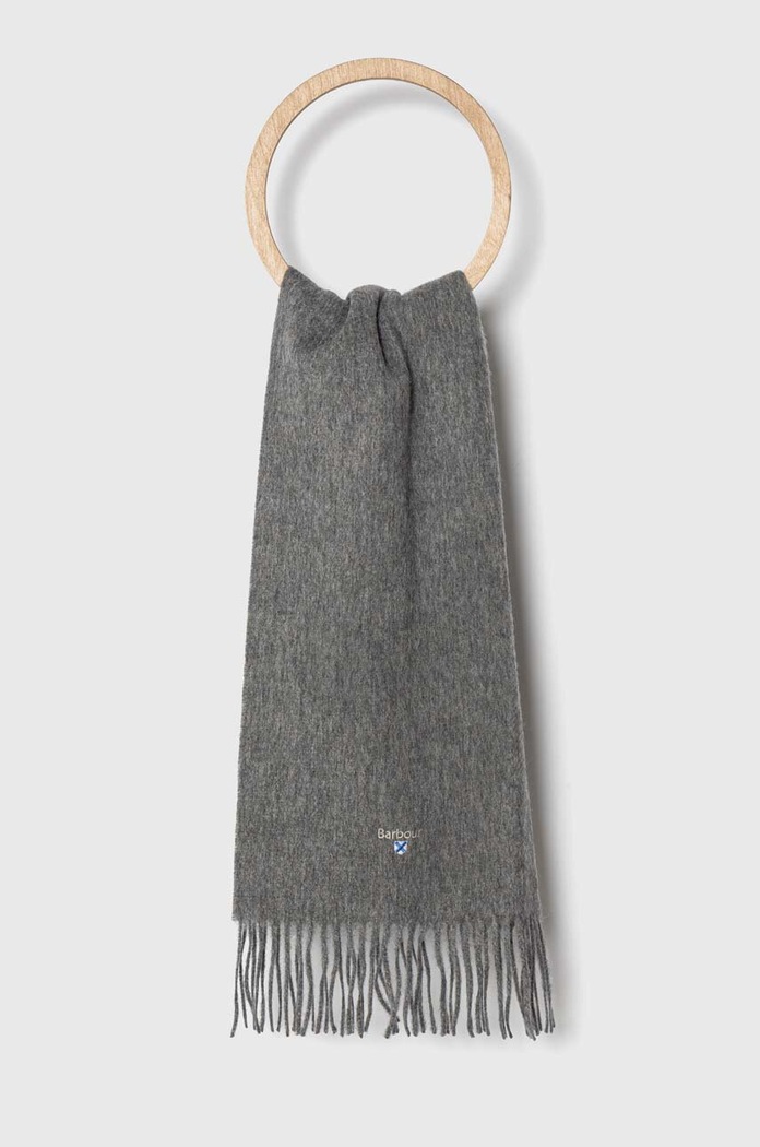 Barbour eșarfă de lână uni gri USC0008