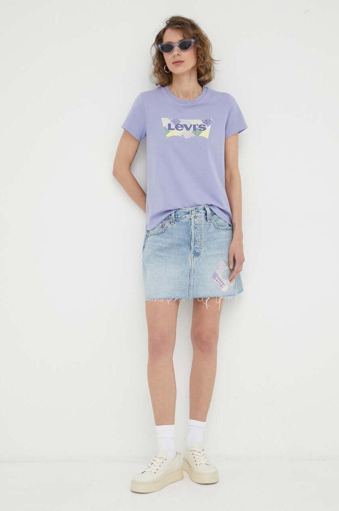Levi's fustă din denim albastru A4694.0015