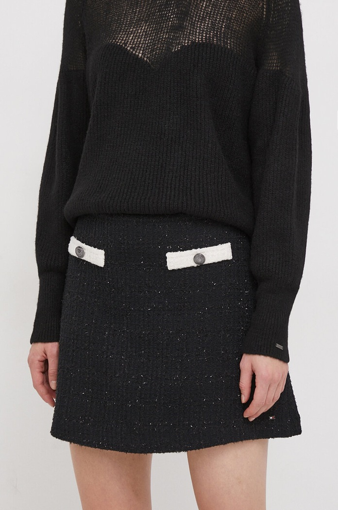 Sukně Tommy Hilfiger hladký černá WW0WW39738