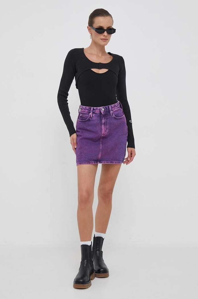 Τζιν φούστα Calvin Klein Jeans J20J221810 μωβ AW23