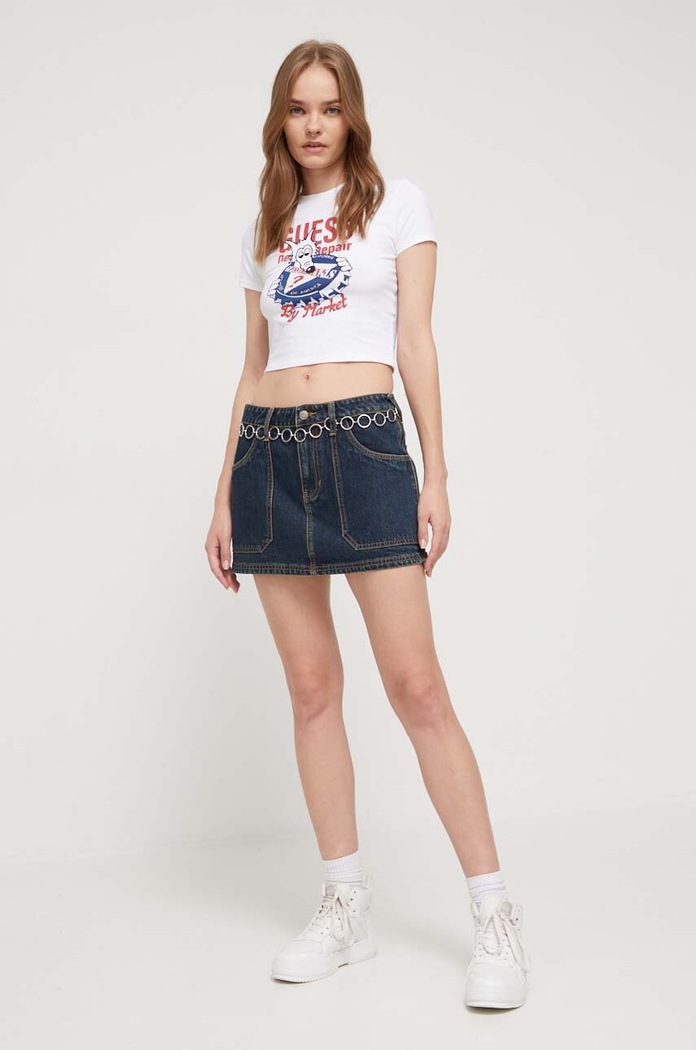 Τζιν φούστα Guess Originals W3BG14D4XY0 σκούρο μπλε AW23