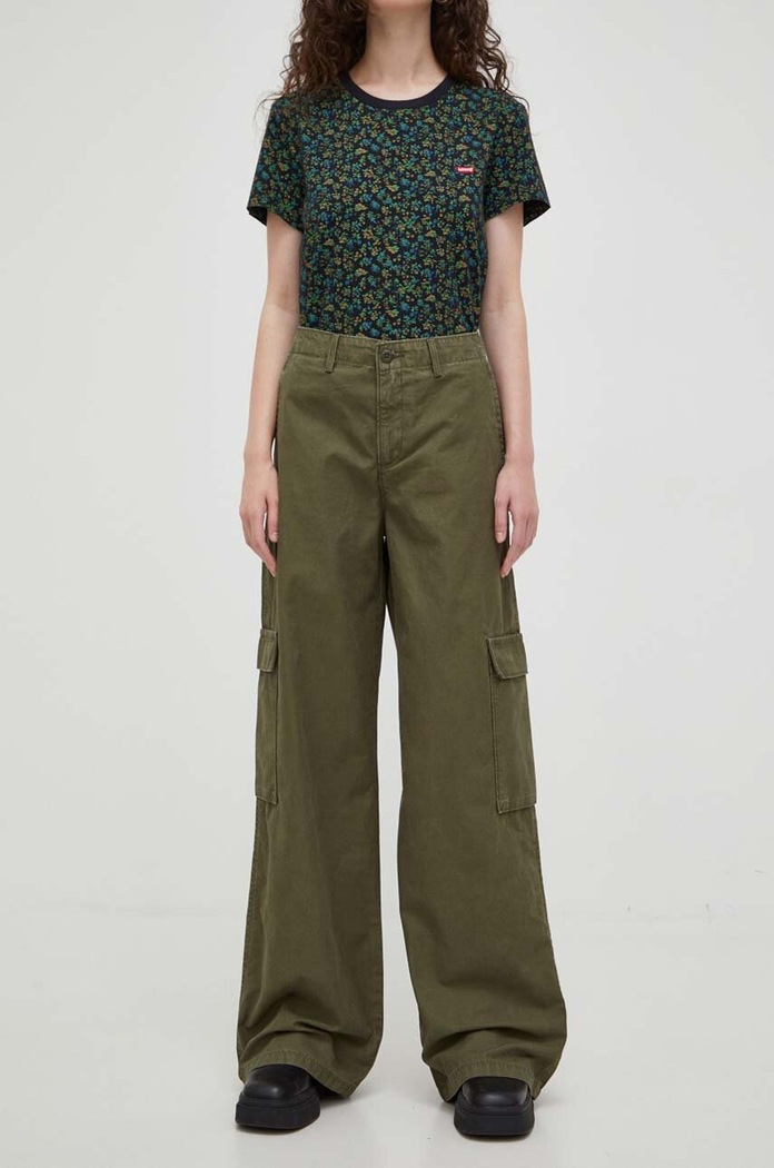 Levi's spodnie bawełniane BAGGY CARGO A6077.0004 zielony AW23