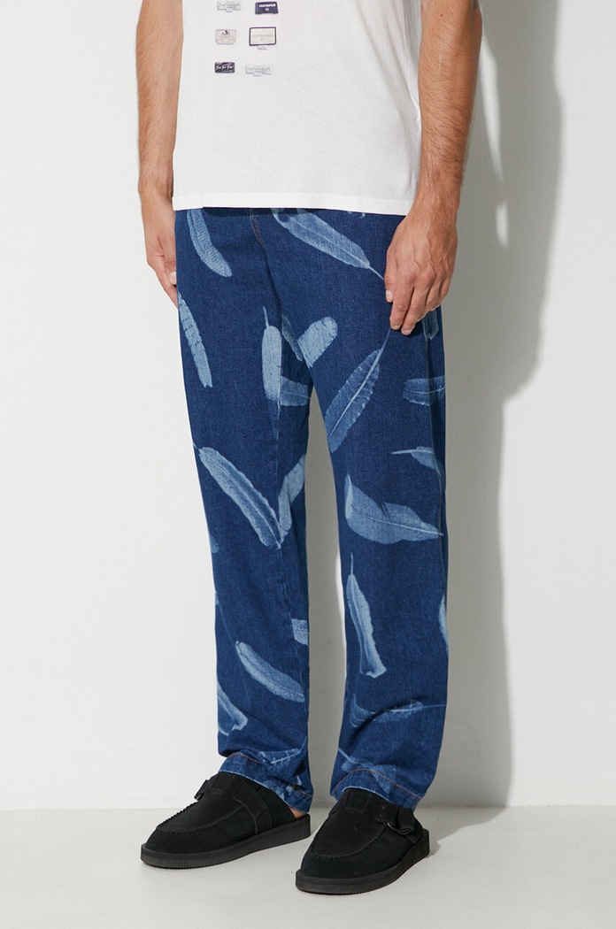 Džíny Marcelo Burlon Aop Wind Feathers námořnická modř CMYA033F23DEN0023401