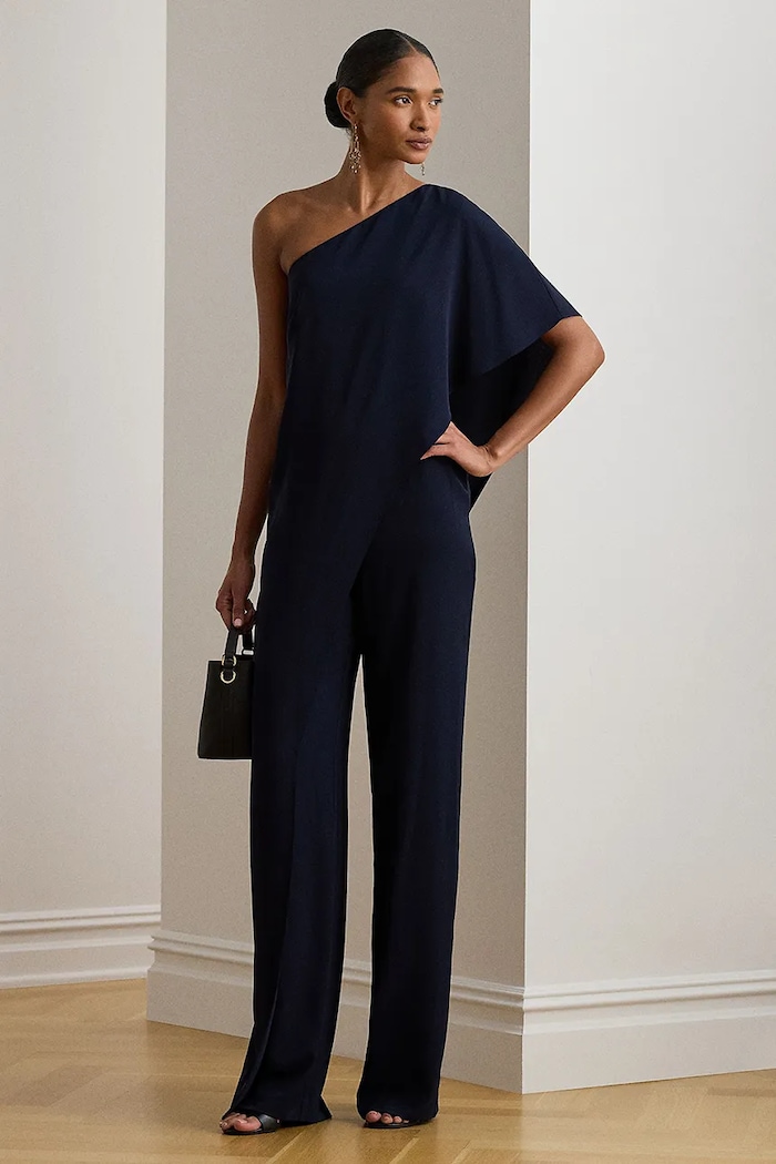 Lauren Ralph Lauren kombinezon tkanina granatowy 253909456
