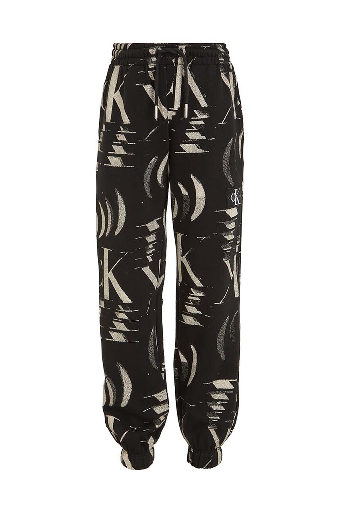 Παιδικό βαμβακερό παντελόνι Calvin Klein Jeans IB0IB01894.9BYX μαύρο AW23
