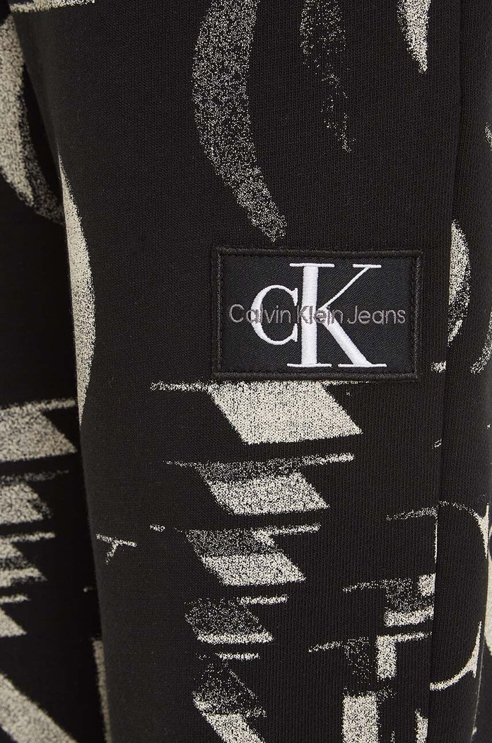 Παιδικό βαμβακερό παντελόνι Calvin Klein Jeans μαύρο IB0IB01894.9BYX