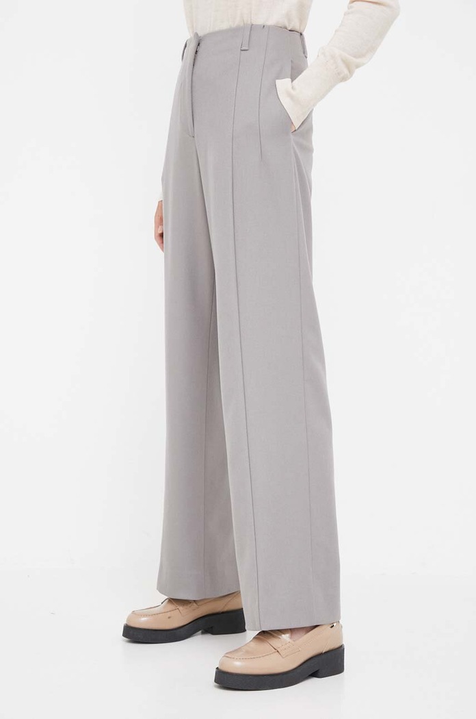Calvin Klein spodnie wełniane tkanina szary K20K205676