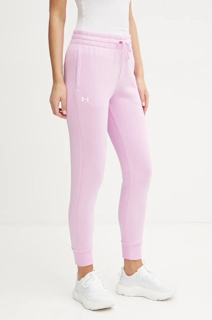Under Armour tepláky dámské s bavlnou Rival Fleece pletenina fialová 1379438