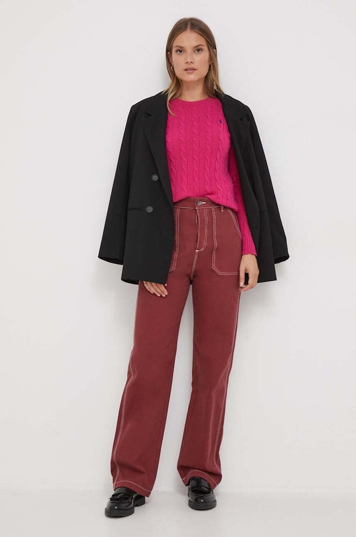 Pamučne hlače United Colors of Benetton 41ACDE01H.1G2 bordo AW23