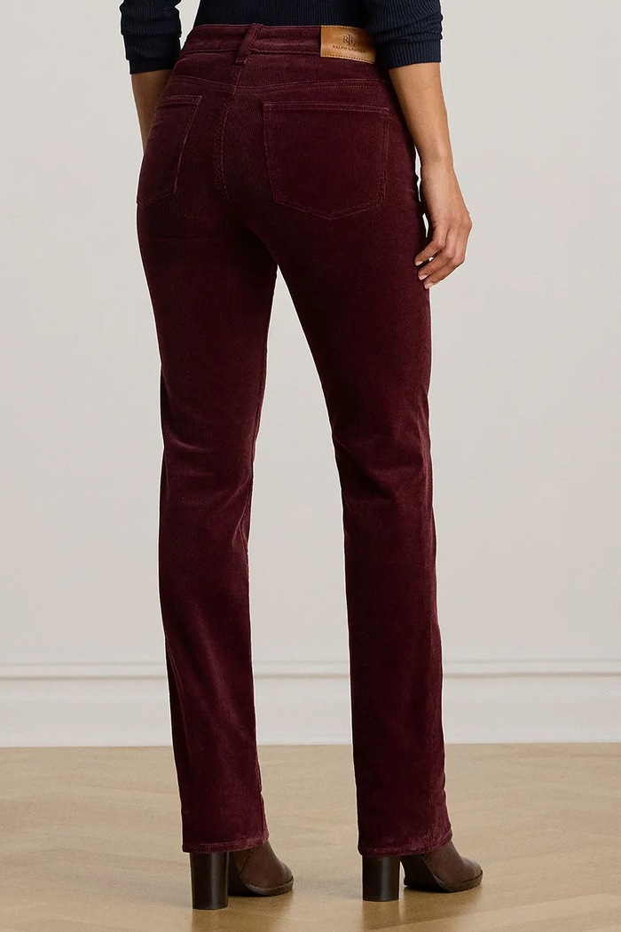 Lauren Ralph Lauren spodnie sztruksowe 200881935 bordowy AW25