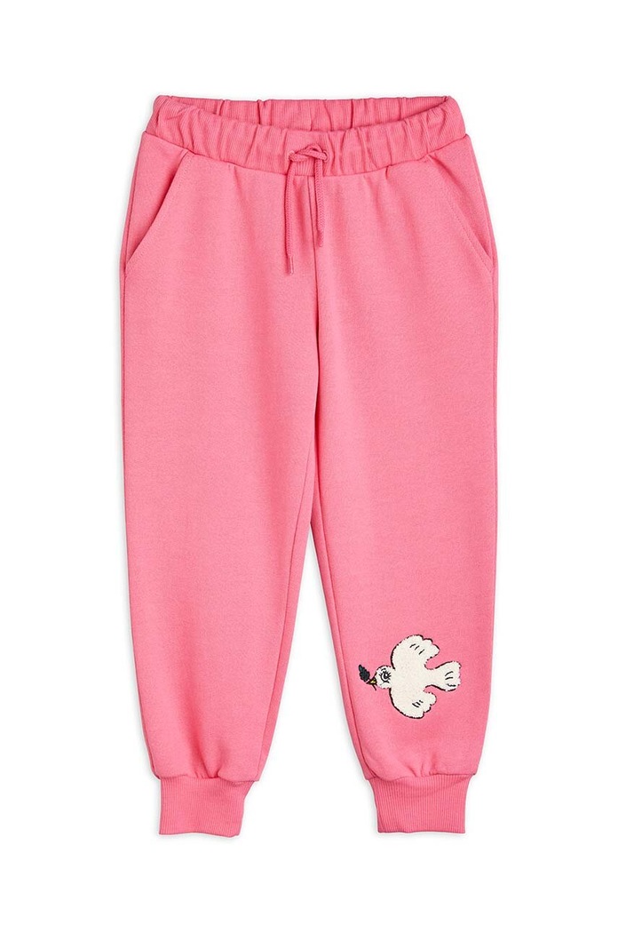 Mini Rodini spodnie dresowe bawełniane dziecięce Mini Rodini x Wrangler aplikacja różowy 2383010728